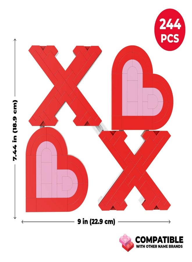 Brickcraft Bricktanicals XOXO Valentines Day Building Set 244 Pieces Heart Letter Display Decor Romantic Construction Kit Gift for Couples Home Shelf Desk Decoration Ages 8 and Up Valentine Gift Idea - Image 5